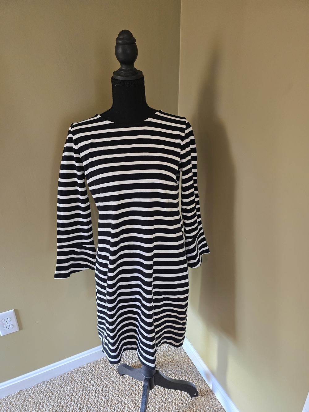 J. Crew Black and White Striped Knit Mini Dress - Picture 2 of 5